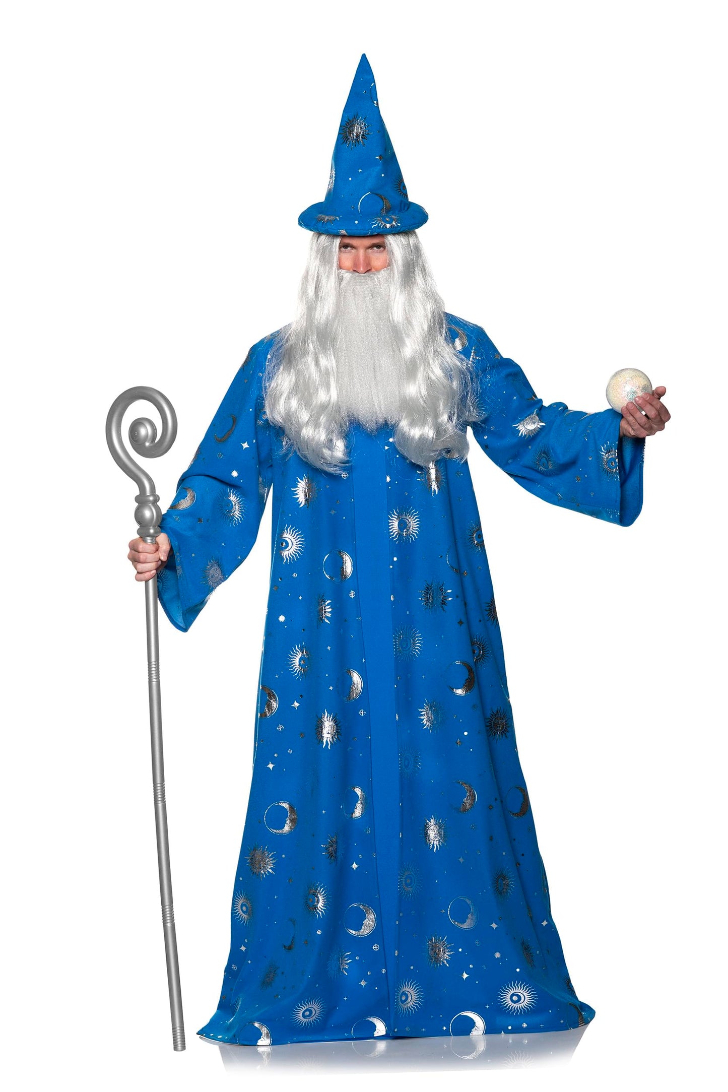 Blue Celestial Wizard Robe & Hat Adult Costume | One Size