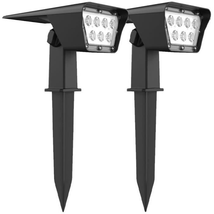 Set of 2 solar spotlights 2 in 1 to stick or fix - LUMISKY - CURTIS - H31.5 cm - white LED