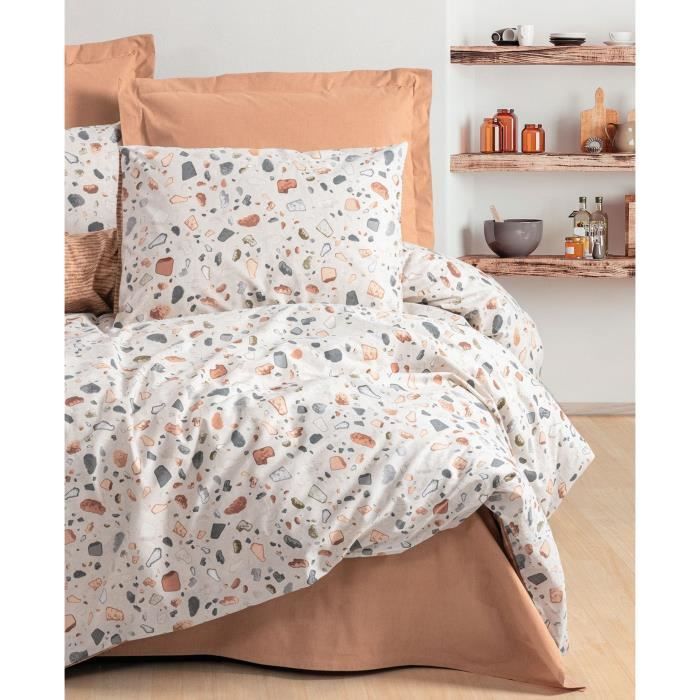Bedding set - 1 duvet cover 220 x 240 cm + 2 pillowcases 60 x 60 cm - 100% cotton - Caramel