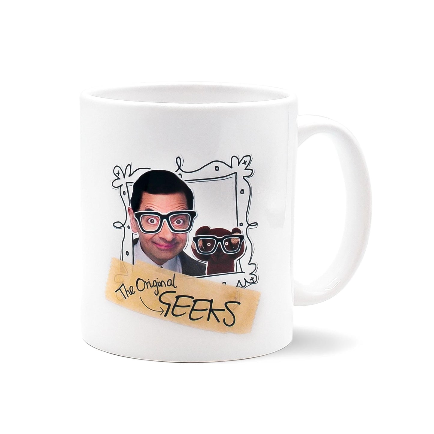 Mr. Bean and Teddy "The Original Geeks" Ceramic Mug | Holds 11 Ounces