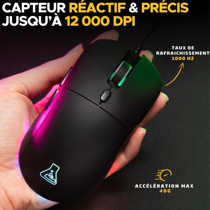 Wired Gaming Mouse - The G-Lab - KULT-COBALT - RGB - 12800 DPI - Black