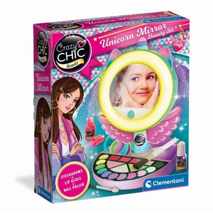 CLEMENTONI - Unicorn makeup mirror - Light ring - Makeup and hair and nail accessories - From 7 years old