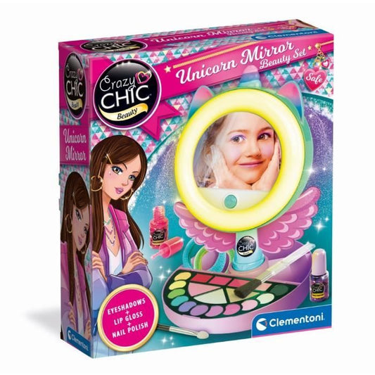 CLEMENTONI - Unicorn makeup mirror - Light ring - Makeup and hair and nail accessories - From 7 years old