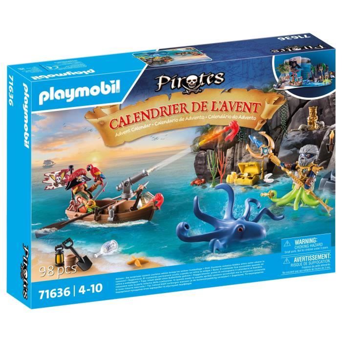 PLAYMOBIL 71636 Pirate Advent Calendar, 24 surprises, 98 pieces, Ages 4 and up