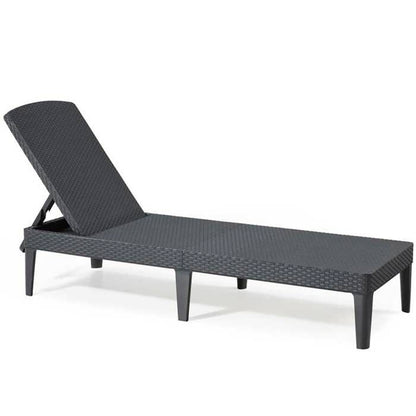 ALLIBERT JAIPUR sunlounger - 4 positions - Woven resin imitation - Graphite