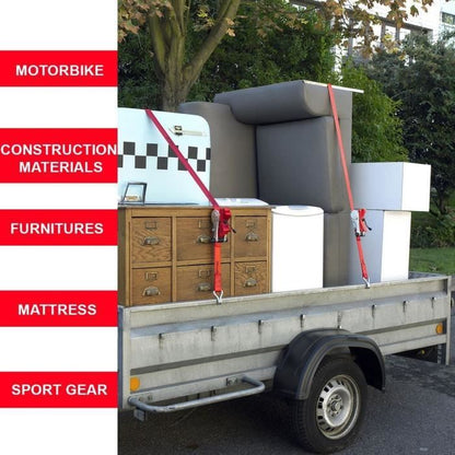 Kit of 4 Lashing Straps - MASTER LOCK - 4367EURDAT - With hooks and ratchet - 5m x 25mm - Blue