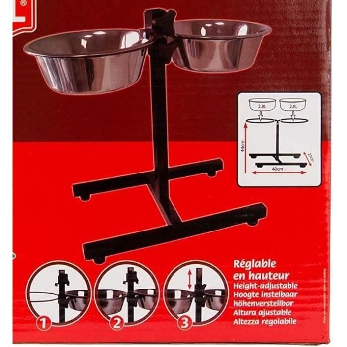 TYROL Height-adjustable bowl support - 25 cm - 2.8 L - For dogs