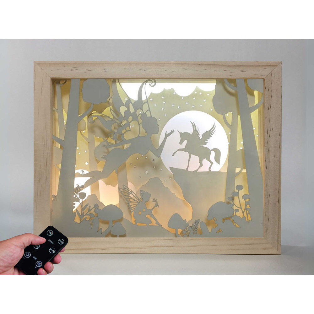 Fairy and Pegasus wood lamp