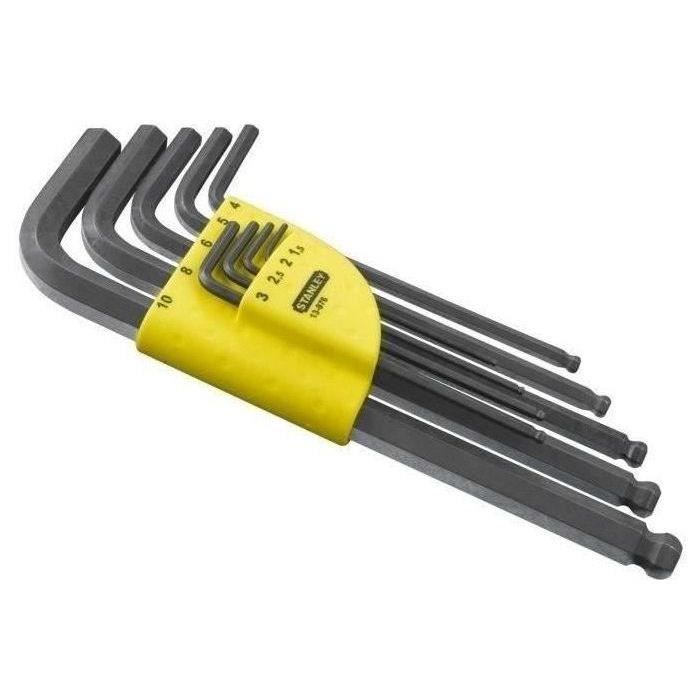 Long male key with spherical head of 1.5 mm to 10 mm Stanley - 1-13-976 - 9 room game with case