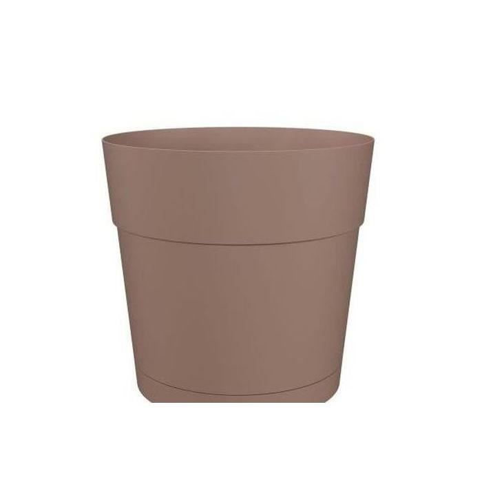 Flower pot and round capri round - plastic - water tank - 35 cm diameter - Taupe - Artevasi