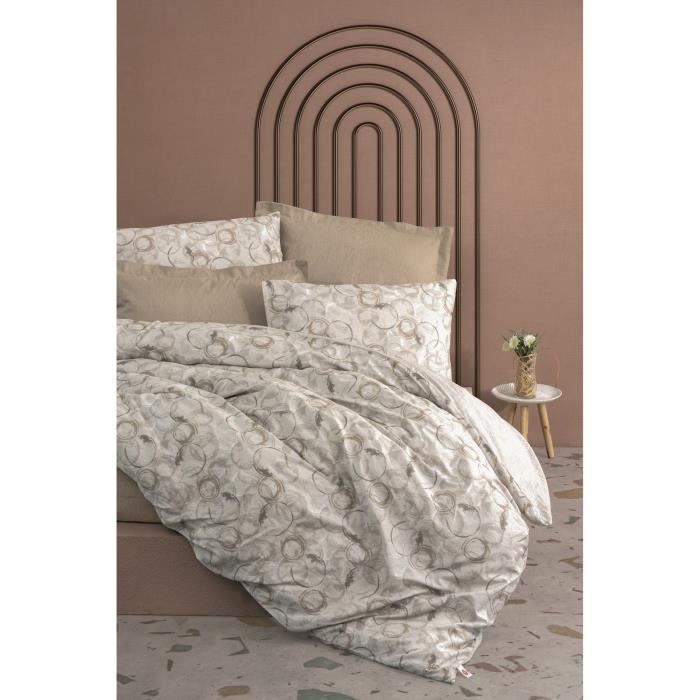 Bedding set - 1 duvet cover 220 x 240 cm + 2 pillowcases 60 x 60 cm - 100% cotton - Beige