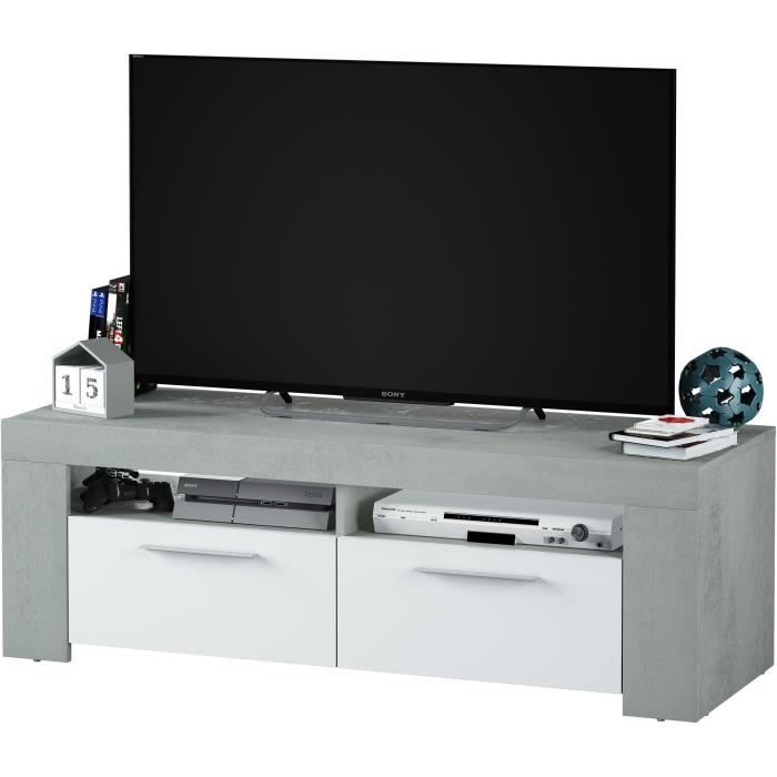 AMBIT 2 Door TV Stand - Contemporary Style - Gray and White - L 120 cm