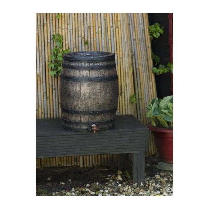 Barrel-shaped water collector - NATURE - In rotomolded PE - 120 liters - Includes accessories