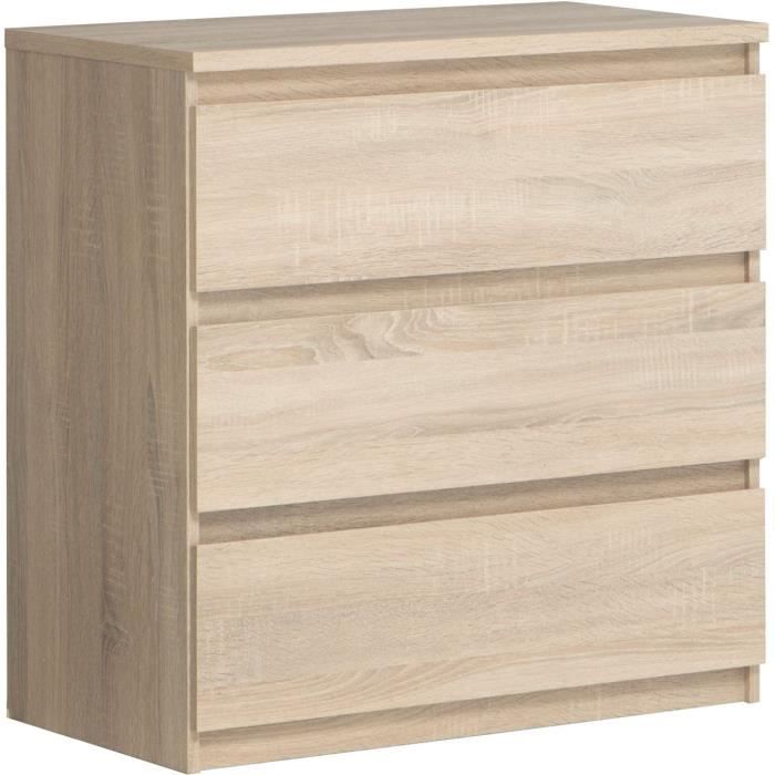Chelsea 3 -drawer dresser - Chene color - L 77.2 x D 42 x H 79.9 cm