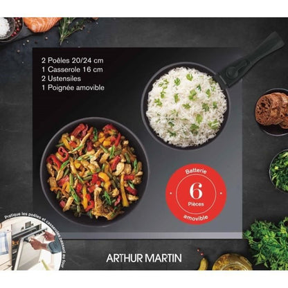 Cookware - All heat sources including induction - Arthur Martin - AM9582 - Aluminum - Non-stick - 6 pieces - Removable handle