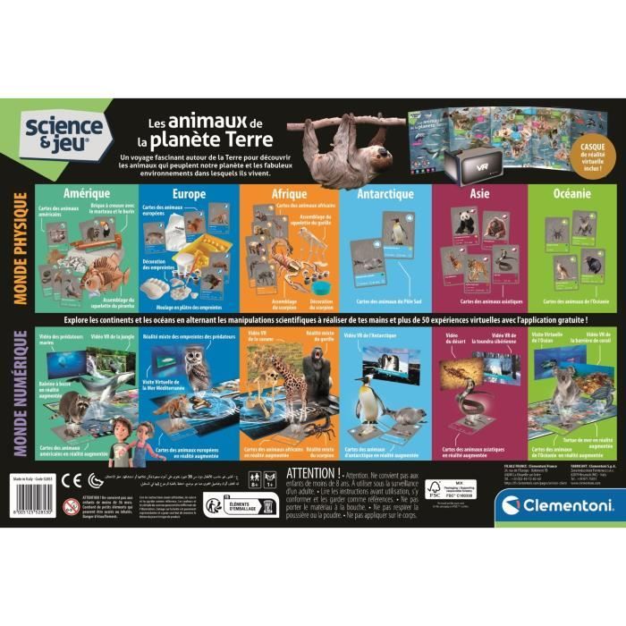 CLEMENTONI - Animals Planet Reality - Scientific box - Scientific experiments and virtual activities - Molds, paints,