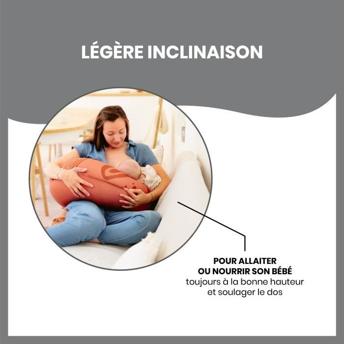 Babymoov B.Love maternity cushion & breastfeeding with ultra -thin microbead filling - Made in Europe, Terracotta