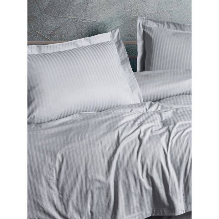 Bedding set - 1 duvet cover 220 x 240 cm + 2 pillowcases 60 x 60 cm - 100% cotton satin - Grey
