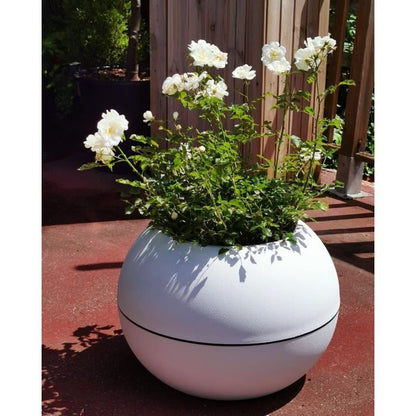 RIVIERA GRANIT BOULE round flower box - Plastic - Diameter 40 cm - White