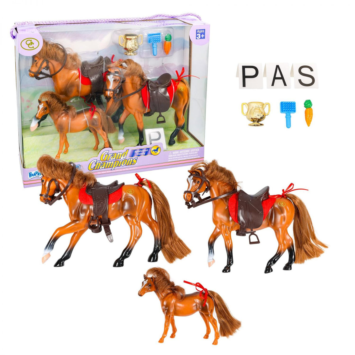 Grand Champions Saddlebred Family Horse Figure Set Of 3 | Chestnut Saddlebred