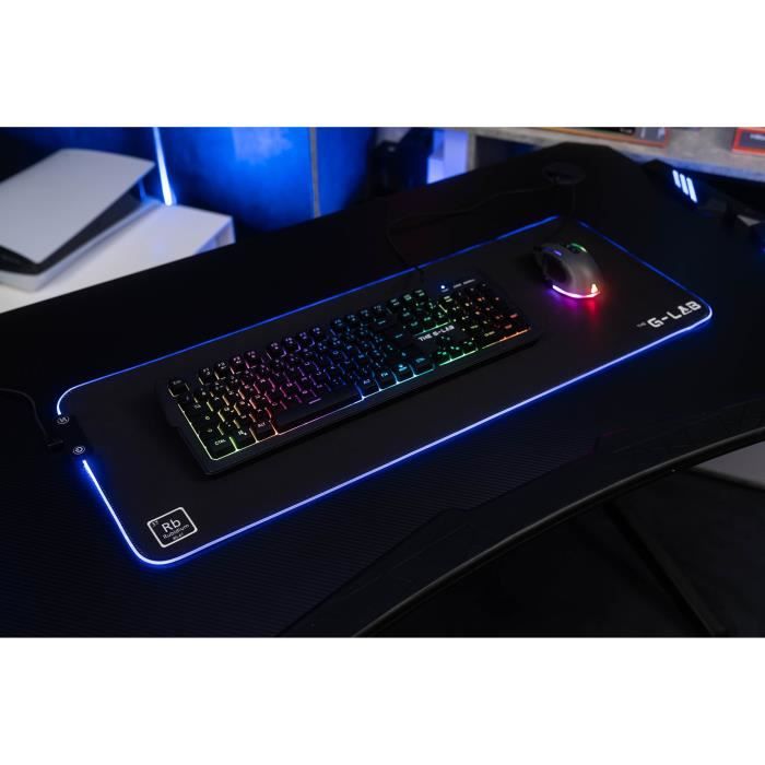 Mouse Pad - XXL - The G-Lab - PAD RUBIDIUM - RGB USB - 800x300x3mm - Black