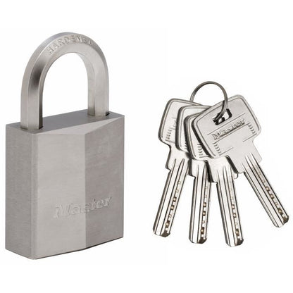 MASTERLOCK Padlock brass nickel 40mm hexagonal handle
