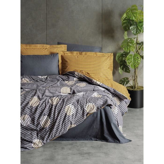 Bedding set - 1 duvet cover 220 x 240 cm + 2 pillowcases 60 x 60 cm - 100% cotton - Grey