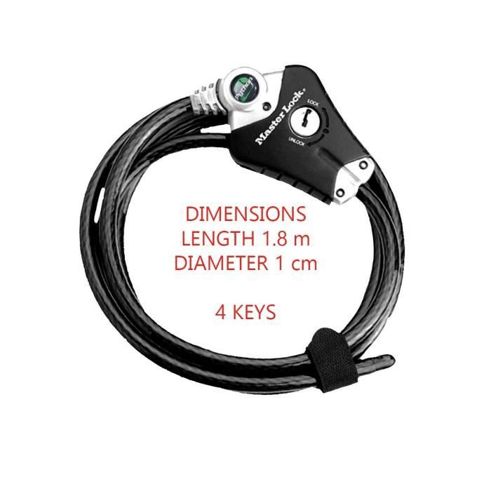 MASTER LOCK Patented anti-theft cable adjustable from 30 cm to 1.8 m