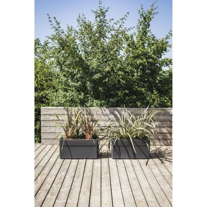 Planter - CAREL - Anthracite grey - 63 L - 78 x 39 x H.39 cm - EDA - With casters - Outdoor or indoor