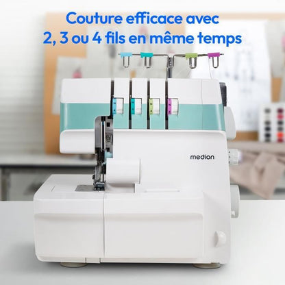 Overlocker - MEDION - SO 90 - 91W - Needle type 11, 14, 16 - 1200 rpm - LED - Turquoise