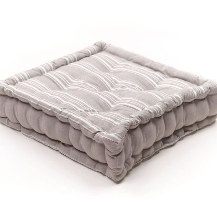 Floor cushion - TODAY - CHARME - Slub x Chambray x Berenice Embroidery - 40 x 40 x 10 cm