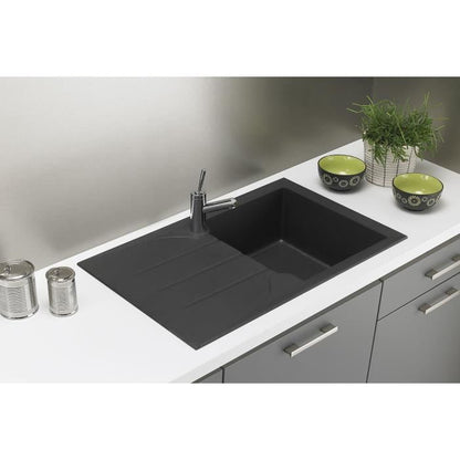 Stradour Sink Kitchen EXPECTRY 1 BAC + 1 ALAA DRAUTER - Resin - 81 x 50 cm - Black