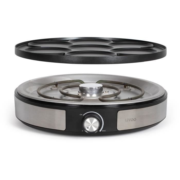 Reversible crepe maker - LIVOO - DOP247 - 1500W - Reversible plate: 1 x Ø33 or 7 x Ø10 cm - Non-stick - Adjustable thermostat