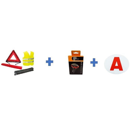Safety Pack - HTC EQUIPMENT - Young Drivers - 1 safety vest + 1 triangle, 1 FM transmitter, 1 electrostatic disc