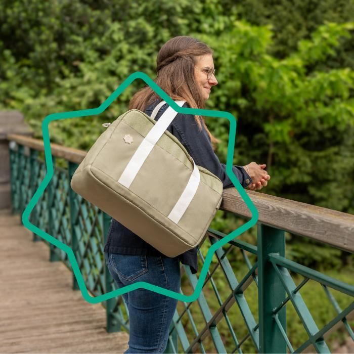 Badabulle Bowling Diaper Bag - Large Capacity 20L - Changing mat and stroller clips included, Olive