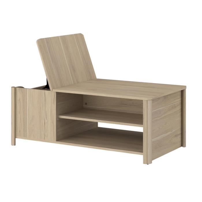 BETTY rectangular coffee table - In particle board covered with paper - Oak decor - Classic - L110 x H42 x D60 cm