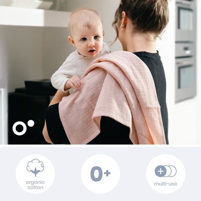 Pack of 3 swaddles - DOOMOO - Organic cotton gauze - Oeko-Tex certified - Pink