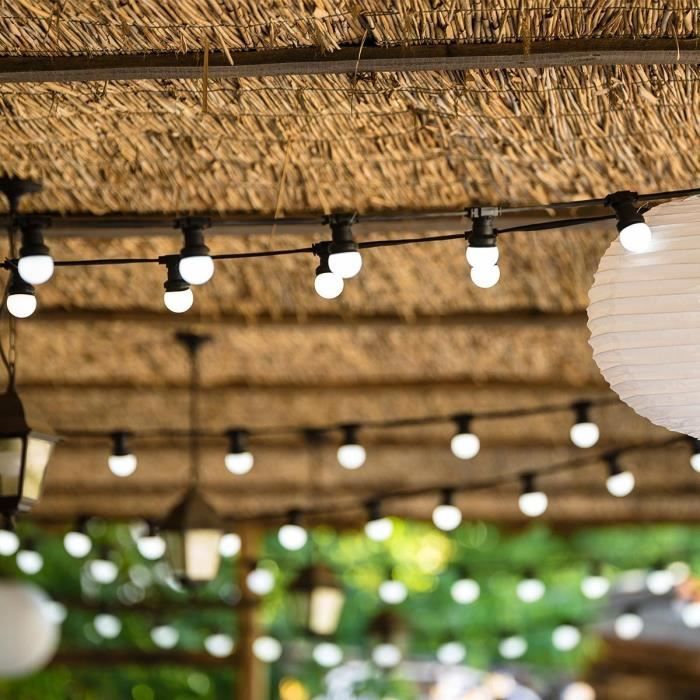 Solar light string - LUMISKY - PARTY MILKY SOLAR - 5.70 m - 8 modes - 10 warm white LED globes