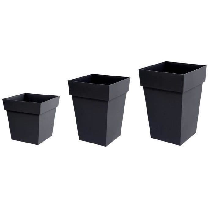 Eda XXL Tuscan Flower Pot - Square - 43.3 x 43.3 x H 80 cm - 98 L - Anthracite gray