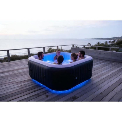SUNSPA Laminated square inflatable spa 6 people with Led