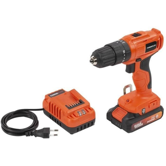 Cordless Impact Drill - Dual Power - POWDPO1110 - 3 in 1 - 20V - With battery & charger