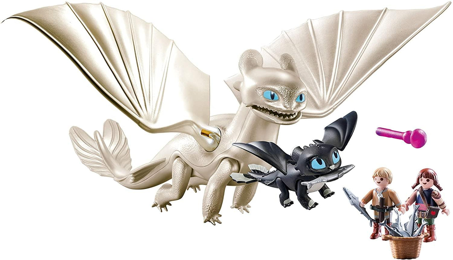 How to Train Your Dragon 3 Light Fury with Baby Dragon Plamobil Set