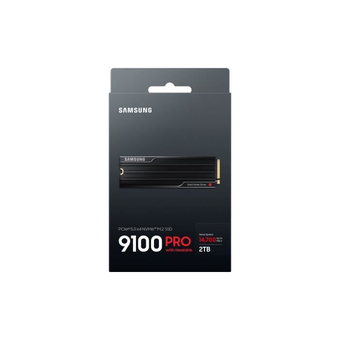 Samsung - Internal SSD - 9100 PRO with NVMe M.2 PCIe 5.0 x4 heatsink - 2TB - Read speed up to 14,800MB/s - MZ-VAP2T0CW