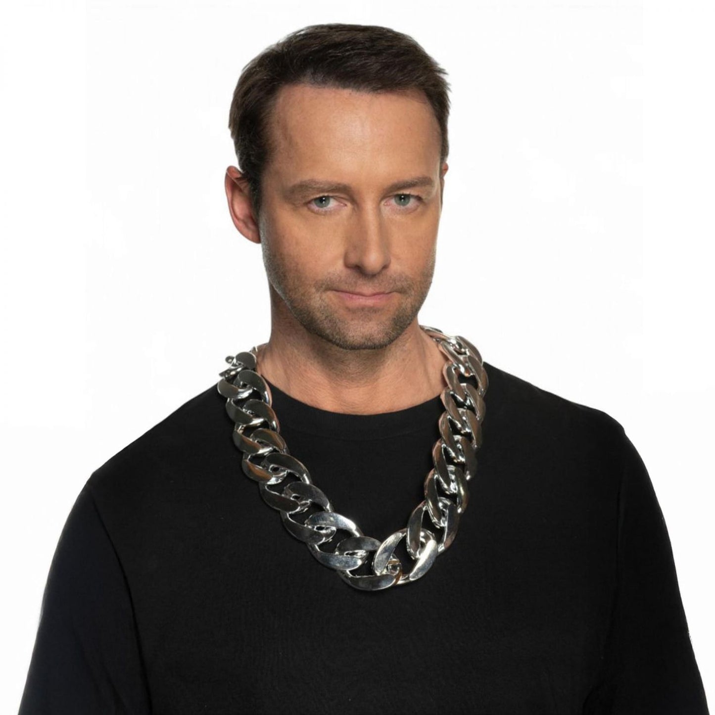 Oversized Chunky Silver Chain Adult Costume Accessory