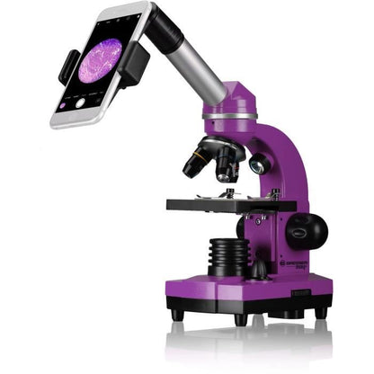 BIOLUX SEL - BRESSER JUNIOR student microscope - 40x-1600x magnification - experiment kit - purple