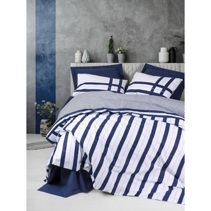 Bedding set - 1 duvet cover 220 x 240 cm + 2 pillowcases 60 x 60 cm - 100% cotton - Blue