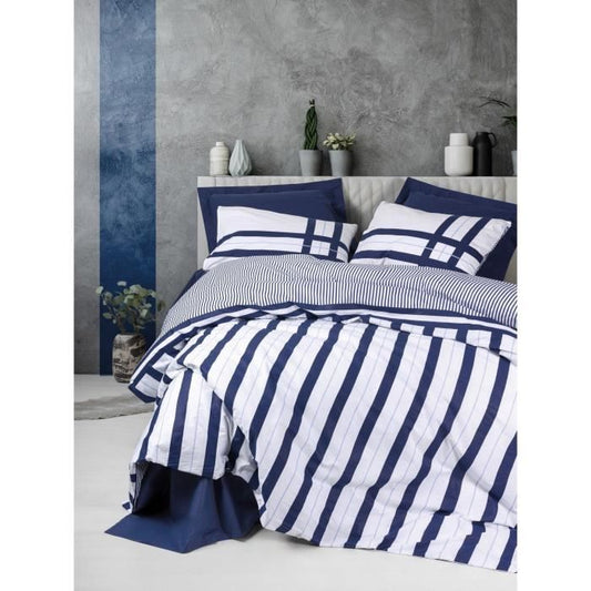 Bedding set - 1 duvet cover 220 x 240 cm + 2 pillowcases 60 x 60 cm - 100% cotton - Blue