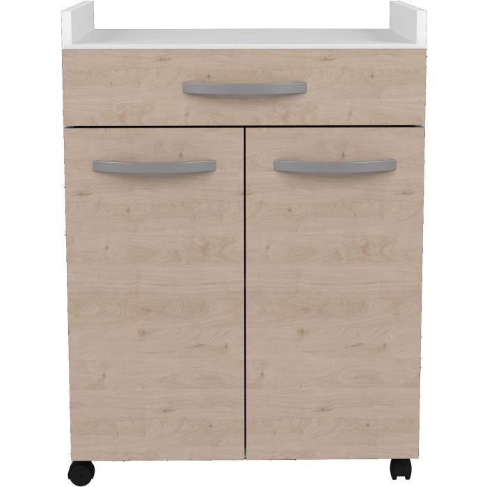 Oslo served 60 cm - 1 drawer and 1 door - L 60 x D 44 x H 81 cm - Chene color