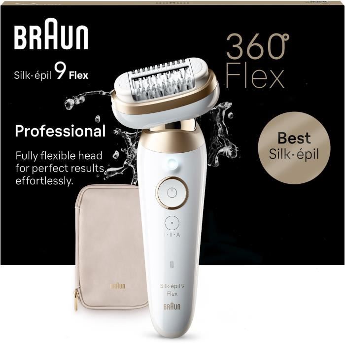 Epilator - BRAUN - Silk Epil 9-011 3D - Flexible head - Wet & Dry technology - 40 MicroGrip tweezers