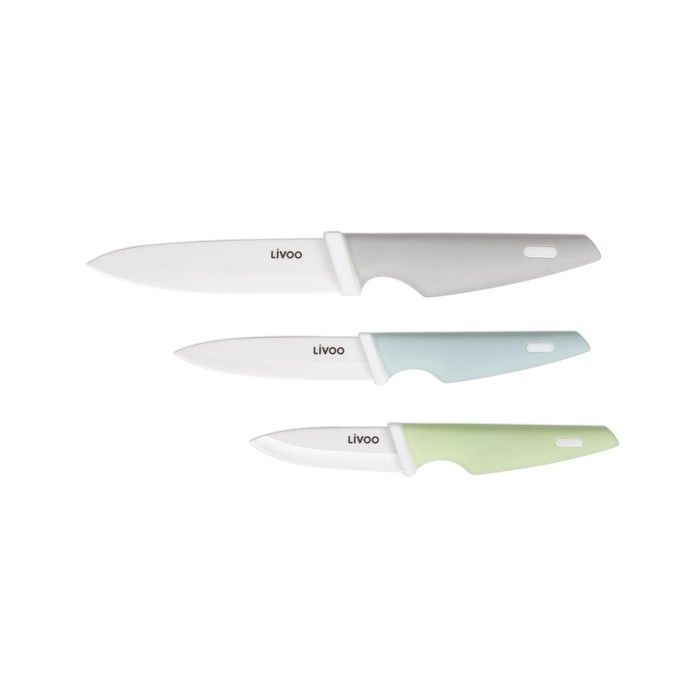 3-piece knife block - LIVOO - MEC137 - 7.5 / 10 / 12.5 cm - Ceramic blade - Dishwasher safe